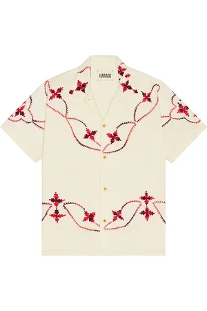 HARAGO Dainty Embroidered Shirt in - White. Size L (also in M, XL/1X).