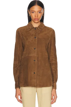 Totême Soft Suede Top in - Brown. Size 36 (also in 40).
