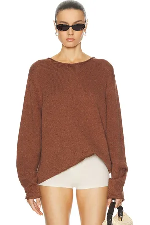 THE ELDER STATESMAN Solid Roll Crew Sweater in - Burgundy. Size S (also in ).