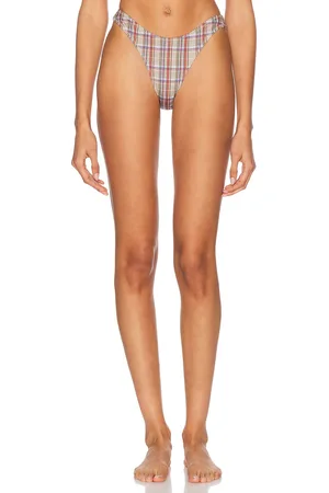 Heavy Manners High Cut Cheeky Bikini Bottom in - Taupe. Size L (also in M, S, XL, XS).