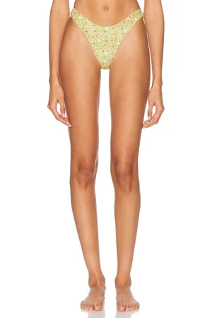 Heavy Manners High Cut Cheeky Bikini Bottom in - Green. Size L (also in M, S, XL, XS).