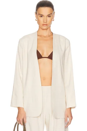 Leset Belle Collarless Blazer in - Neutral. Size L (also in M, S, XS).