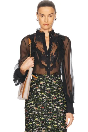 VALENTINO Sheer Blouse in - Black. Size 38 (also in ).