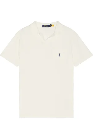 Ralph Lauren Short Sleeve Johnny Collar Polo in - Cream. Size L (also in M, S, XL/1X).