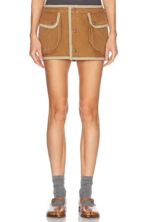R13 Layered Skort in - Brown. Size 25 (also in 28, 29, 30, 31).