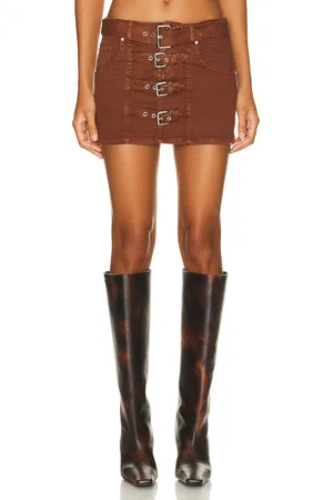 BLUMARINE Buckle Mini Skirt in - Brown. Size 36 (also in ).