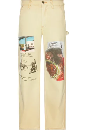 One Of These Days Just Like It Began Painters Pant All Over Artwork in - Tan. Size L (also in M).