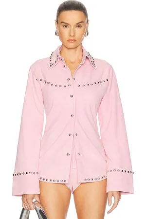 Retrofete Palmira Suede Shirt in - Pink. Size M (also in S, XL, XS).