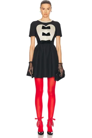 VALENTINO Short Sleeve Mini Dress in - Black. Size 40 (also in ).