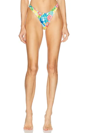 Heavy Manners High Cut Cheeky Bikini Bottom in - Blue. Size L (also in M, S, XL, XS).