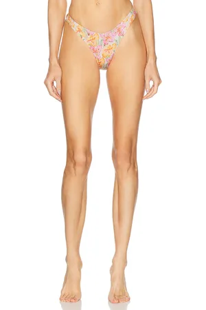 Heavy Manners High Cut Cheeky Bikini Bottom in Its in - Peach,Pink. Size L (also in M, S, XL, XS).