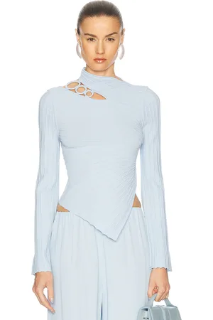 Cult Gaia Ekko Knit Top in - Baby Blue. Size L (also in M, S, XS).
