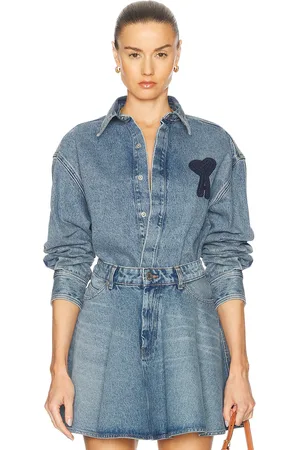Ami ADC Cropped Shirt in - Blue. Size M (also in S).