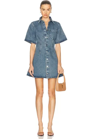 Ami Short Sleeve Shirt Dress in - Blue. Size L (also in M, S).