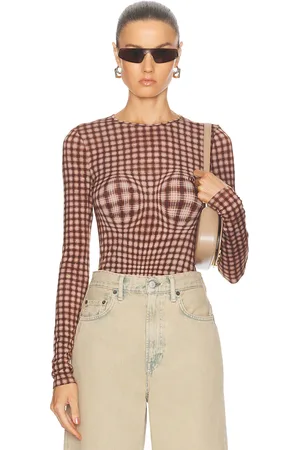 Miaou Long Sleeve Tee in - Brown. Size L (also in M, S, XL, XS).