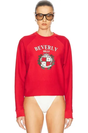 Sporty & Rich Beverly Hills Crest Soft Crewneck Sweatshirt in - Red. Size L (also in M, S, XL, XS).