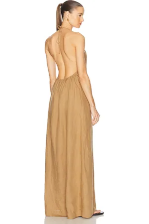 NILI LOTAN Lelia Halterneck Dress in - Tan. Size L (also in M, S).