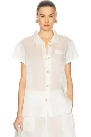 Khaite Keefe Organza Top in - White. Size L (also in M, S).
