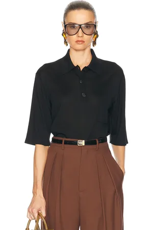 Saint Laurent Short Sleeve Polo Top in - Black. Size L (also in M, S, XL, XS).