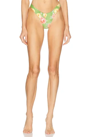 Heavy Manners High Cut Cheeky Bikini Bottom in - Green. Size L (also in M, S, XL, XS).