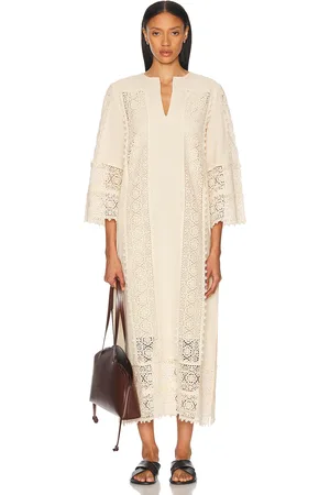 By Malene Birger Delane Embroidered Midi Dress in - Cream. Size 34 (also in ).