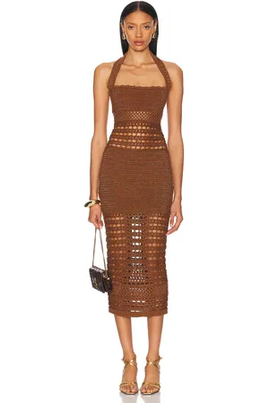 Retrofete Jaycee Dress in - Brown. Size L (also in M, S, XL, XS).