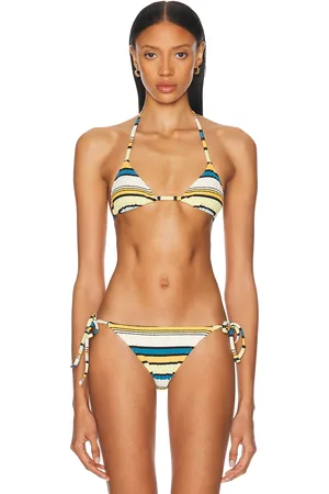 Solid The Iris Bikini Top in - Yellow,Blue. Size L (also in M, S, XS).