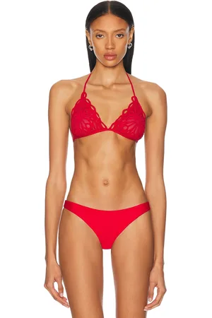 Norma Kamali Scallop Bikini Bra in - Red. Size L (also in M, S, XS).