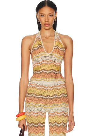 Retrofete Luz Top in - Peach,Yellow. Size L (also in M, S, XL, XS).