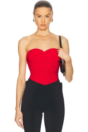 Norma Kamali For FWRD Slinky Marissa Bodysuit in - Red. Size L (also in M, S, XL, XS).