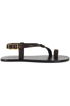 Saint Laurent Party Flat Sandal in - Chocolate. Size 35 (also in 35.5, 36, 36.5, 37, 37.5, 38, 38.5, 39, 39.5, 40, 42).