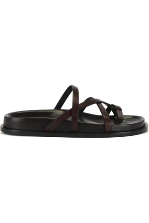 Saint Laurent Mathis Flat Sandal in - Chocolate. Size 36 (also in 36.5, 37, 38, 38.5, 39, 39.5, 40, 41, 42).