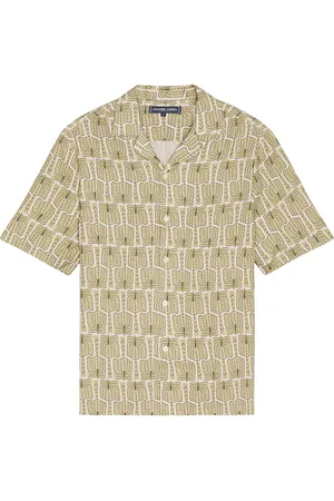 Frescobol Carioca Roberto Palmeira Printed Linen Shirt in - Green. Size L (also in M, XL/1X).