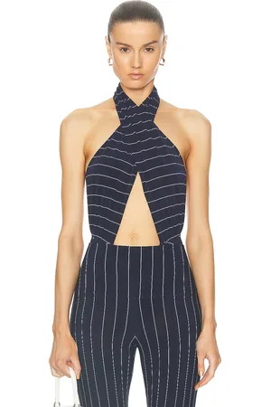 Norma Kamali Cross Halter Bodysuit in - Navy. Size XS (also in ).