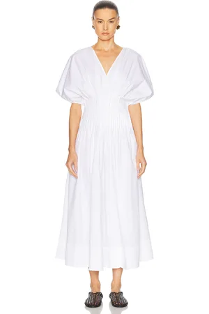 Dagmar Poplin V Neck Dress in - . Size 32 (also in 34, 36, 38, 40).