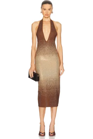 Retrofete Aviana Dress in - Brown. Size L (also in M, S, XL, XS).