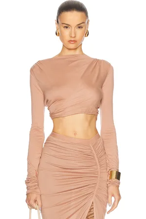 Rick Owens Jade Long Sleeve Crop Top in - Pink. Size 38 (also in 40, 42, 44).