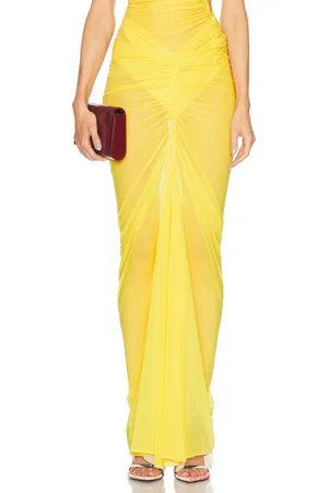 Atlein Ruched Pocket Long Skirt in - Yellow. Size 38 (also in 40).