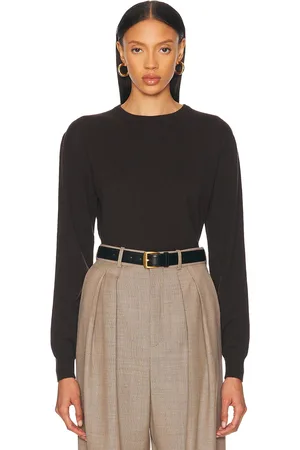 Saint Laurent Crewneck Sweater in - Black,Chocolate. Size L (also in M, S, XL, XS).