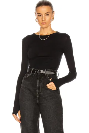 ENZA COSTA Cuffed Crew Cashmere-Blend Sweater in - . Size S (also in ).