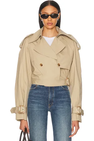SANS FAFF Chiltern Cropped Trench Jacket in - Beige. Size L (also in M, S, XS).