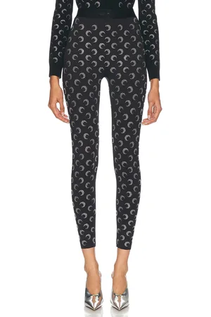 Marine Serre Moon Rhinestone Jersey Stirrup Legging in - Black. Size XS (also in ).