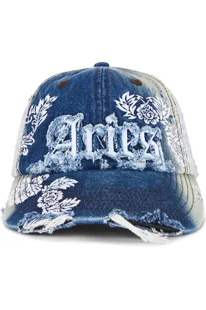 ARIES Destroyed Lace Cap in - Blue. Size all.