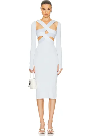 DION LEE Long Sleeve Harness Bra Midi Dress in - Baby Blue. Size S (also in ).