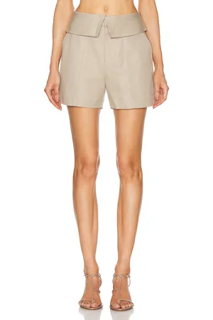 Frame Foldover Short in - Taupe. Size 10 (also in ).