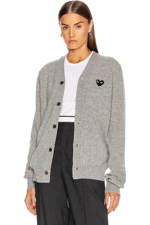Comme des Garçons Wool Black Heart Emblem Cardigan in Light Grey in - Grey. Size XS (also in M, S).