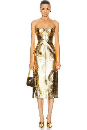 BLUMARINE Strapless Midi Dress in - Metallic . Size 38 (also in ).