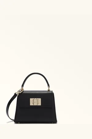 Furla 1927 Top Handle Nero Textured Leather Woman