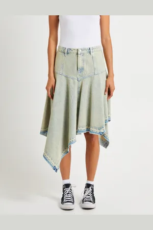 Insight Lopez Handkerchief Hem Denim Skirt