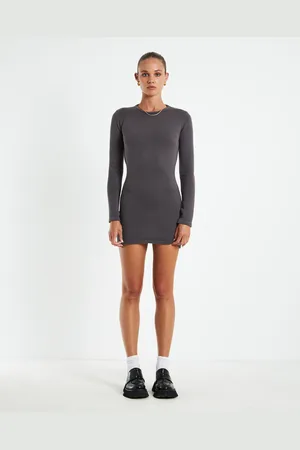 Subtitled Reign Open Back Mini Knit Dress Slate